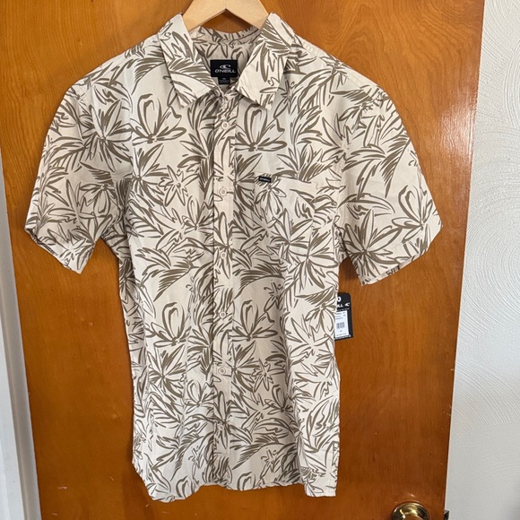Tropical Shirt Button Up Mens Medium Tan O’NEILL - Picture 1 of 3